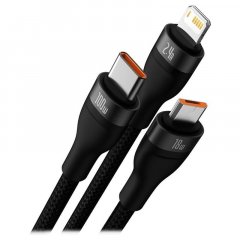 Baseus CASS030001 Flash Series 3v1 Kabel USB-A na USB-C, Lightning, MicroUSB 100W 1.2m Black