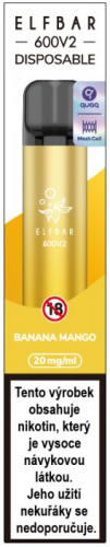 Elf Bar 600 V2 elektronická cigareta Banana Mango 20mg 600 potahů 1ks