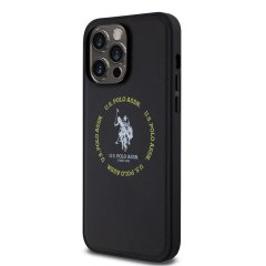 U.S. Polo PU Leather Printed Round Double Horse MagSafe Zadní Kryt pro iPhone 15 Pro Max Black