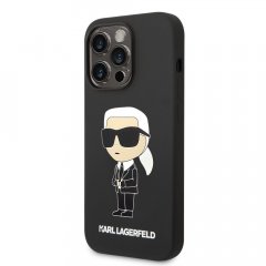 Karl Lagerfeld Liquid Silicone Ikonik NFT Zadní Kryt pro iPhone 15 Pro Max Black