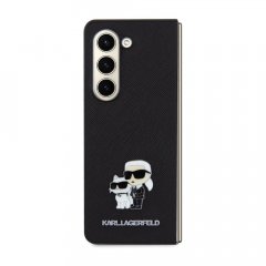 Karl Lagerfeld PU Saffiano Karl and Choupette NFT Zadní Kryt pro Samsung Galaxy Z Fold 5 Black