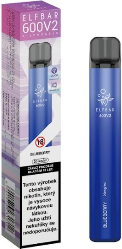 Elf Bar 600 V2 elektronická cigareta Blueberry 20mg 600 potahů 1ks