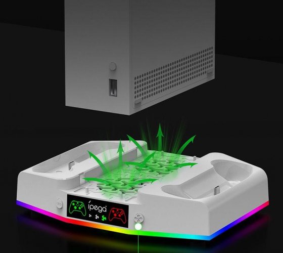 iPega XBS011S Multifunkční Nabíjecí RGB Stojan s Chlazením pro Xbox Series S + 2ks Baterií