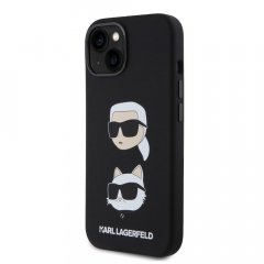 Karl Lagerfeld Liquid Silicone Karl and Choupette Heads Zadní Kryt pro iPhone 15 Black