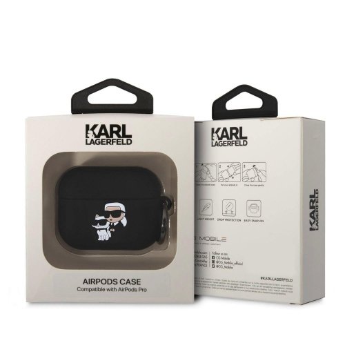 Karl Lagerfeld 3D Logo NFT Karl and Choupette Silikonové Pouzdro pro AirPods Pro Black