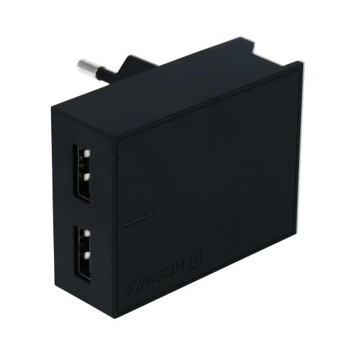 SWISSTEN SÍŤOVÝ ADAPTÉR SMART IC 2x USB 3A POWER + DATOVÝ KABEL USB / LIGHTNING MFi 1,2 M ČERNÝ