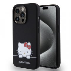 Hello Kitty Liquid Silicone Daydreaming Logo Zadní Kryt pro iPhone 15 Pro Black
