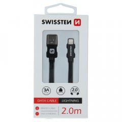 DATOVÝ KABEL SWISSTEN TEXTILE USB / LIGHTNING 2,0 M ČERNÝ