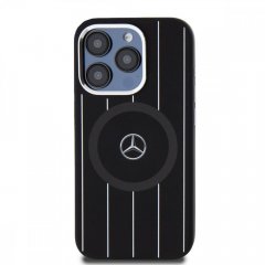 Mercedes Liquid Silicon Stripes Pattern MagSafe Zadní Kryt pro iPhone 15 Pro Black