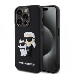 Karl Lagerfeld 3D Rubber Karl and Choupette Zadní Kryt pro iPhone 13 Pro Black