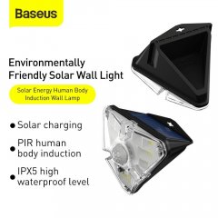 Baseus Home Energy Collection Series Solar Human Body Ind. Nástěnná lampa (4ks) Trojúhelník Černá DGNEN-B01