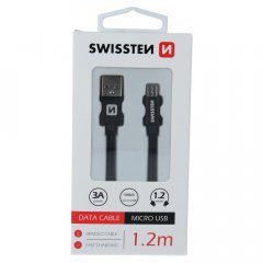 DATOVÝ KABEL SWISSTEN TEXTILE USB / MICRO USB 1,2 M ČERNÝ