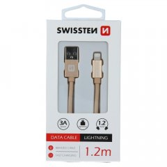 DATOVÝ KABEL SWISSTEN TEXTILE USB / LIGHTNING 1,2 M ZLATÝ