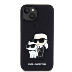 Karl Lagerfeld PU Saffiano Karl and Choupette NFT Zadní Kryt pro iPhone 13 Black