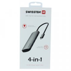 SWISSTEN USB-C HUB 4-IN-1 (4x USB 3.0) ALUMINIUM