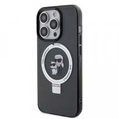 Karl Lagerfeld Ringstand Karl and Choupette MagSafe Zadní Kryt pro iPhone 15 Pro Black