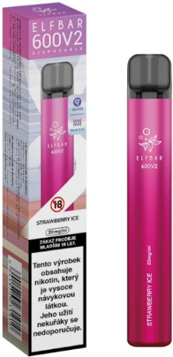 Elf Bar 600 V2 elektronická cigareta Strawberry Ice 20mg 600 potahů 1ks