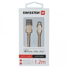 DATOVÝ KABEL SWISSTEN TEXTILE USB / LIGHTNING MFi 1,2 M ZLATÝ