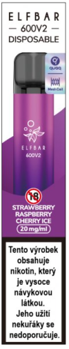 Elf Bar 600 V2 elektronická cigareta Strawberry Raspberry Cherry Ice 20mg 600 potahů 1ks