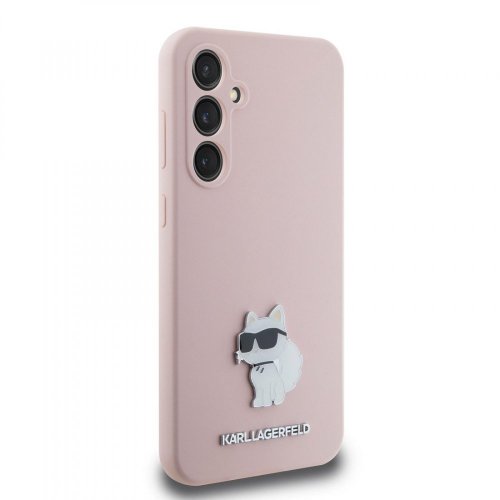 Karl Lagerfeld Liquid Silicone Metal Choupette Zadní Kryt pro Samsung Galaxy S23 FE Pink