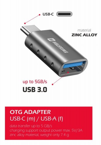 SWISSTEN OTG ADAPTER USB-C(M)/USB-A(F)