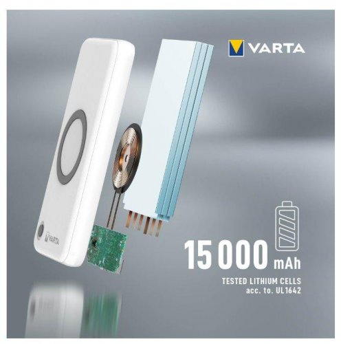 VARTA Portable Bezdrátová Powerbanka 15000mAh Silver