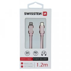 DATOVÝ KABEL SWISSTEN TEXTILE USB-C / LIGHTNING 1,2 M RŮŽOVO/ZLATÝ