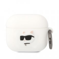 Karl Lagerfeld 3D Logo NFT Choupette Head Silikonové Pouzdro pro Airpods 3 White