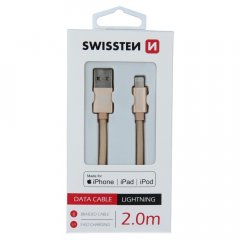 DATOVÝ KABEL SWISSTEN TEXTILE USB / LIGHTNING MFi 2,0 M ZLATÝ
