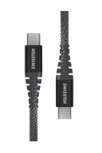 DATOVÝ KABEL SWISSTEN KEVLAR USB-C / USB-C 1,5 M ANTRACIT
