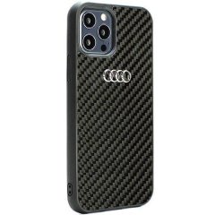 Audi Carbon Fiber Zadní Kryt pro iPhone 12/12 Pro Black